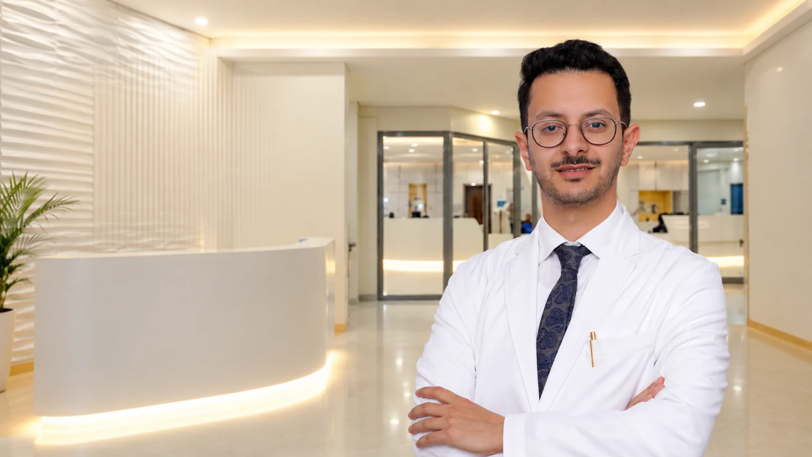 د. مشعل الشويعر في بهو مستشفى دله النخيل بالرياض
